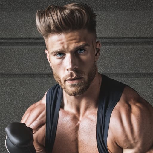 portrait+ style Canadian queer fitness model brunette hunk dude face