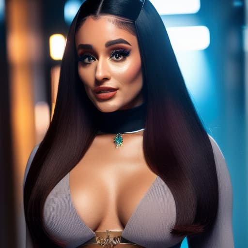  Ariana Grande having hyperrealistic, full body, detailed clothing, highly detailed, cinematic lighting, stunningly beautiful, intricate, sharp focus, f/1. 8, 85mm, (centered image composition), (professionally color graded), ((bright soft diffused light)), volumetric fog, trending on instagram, trending on tumblr, HDR 4K, 8K