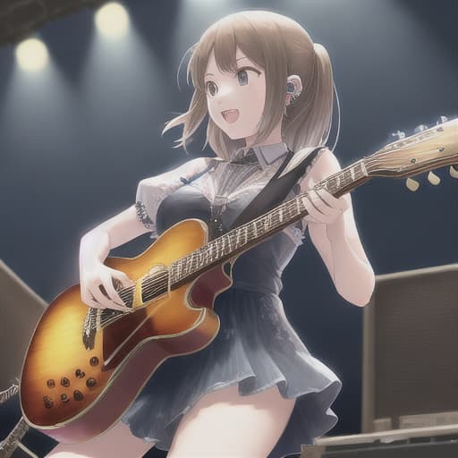  guitar girl play In the concert