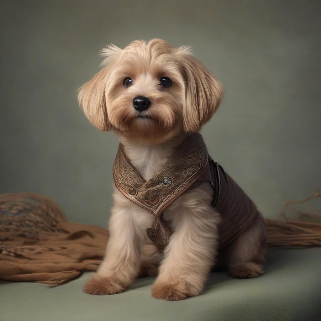  A little shaggy puppy, pin up style. hyperrealistic, full body, detailed clothing, highly detailed, cinematic lighting, stunningly beautiful, intricate, sharp focus, f/1. 8, 85mm, (centered image composition), (professionally color graded), ((bright soft diffused light)), volumetric fog, trending on instagram, trending on tumblr, HDR 4K, 8K