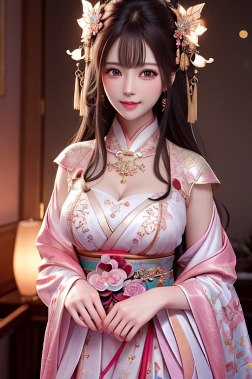  best quality, masterpiece, highres, 1girl,blush,(seductive smile:0.8),star shaped pupils,china hanfu,hair ornament,necklace, jewelry,Beautiful face,upon body, tyndall effect,photorealistic, dark studio, rim lighting, two tone lighting,(high detailed skin:1.2), 8k uhd, dslr, soft lighting, high quality, volumetric lighting, candid, Photograph, high resolution, 4k, 8k, Bokeh hyperrealistic, full body, detailed clothing, highly detailed, cinematic lighting, stunningly beautiful, intricate, sharp focus, f/1. 8, 85mm, (centered image composition), (professionally color graded), ((bright soft diffused light)), volumetric fog, trending on instagram, trending on tumblr, HDR 4K, 8K