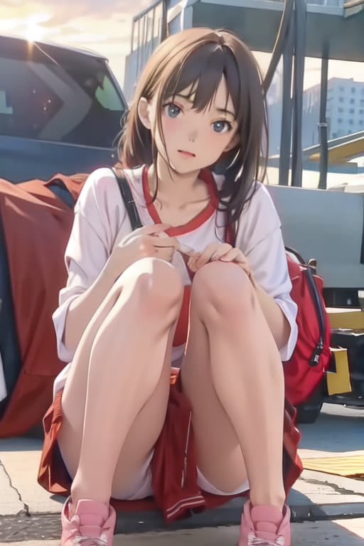  Realistic image of a ing her legs her 