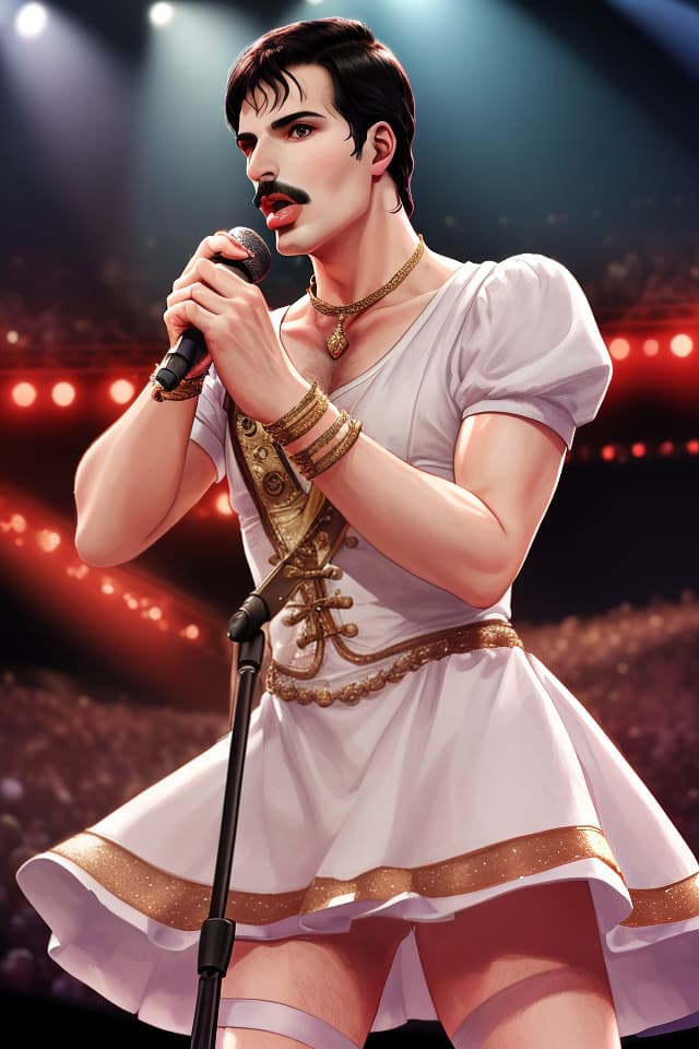  Male VOCAL,Freddie Mercury,singing on stage,masterpiece,high quality,8k