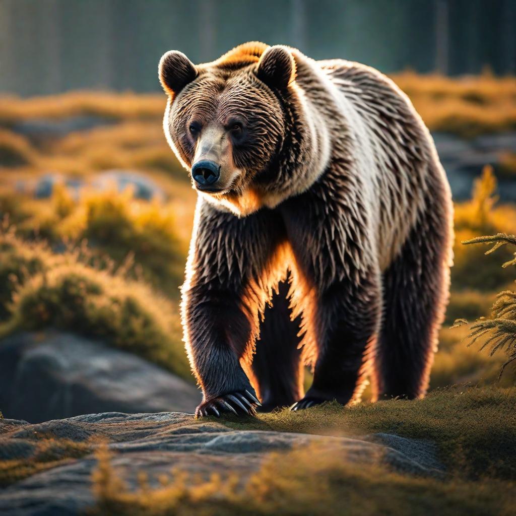  a bear in finland hyperrealistic, full body, detailed clothing, highly detailed, cinematic lighting, stunningly beautiful, intricate, sharp focus, f/1. 8, 85mm, (centered image composition), (professionally color graded), ((bright soft diffused light)), volumetric fog, trending on instagram, trending on tumblr, HDR 4K, 8K