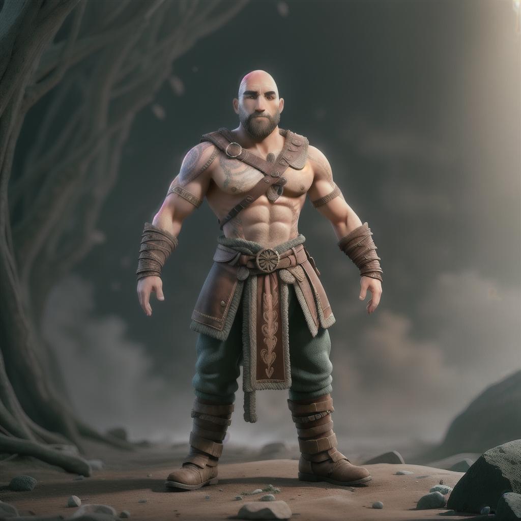  God of war hyperrealistic, full body, detailed clothing, highly detailed, cinematic lighting, stunningly beautiful, intricate, sharp focus, f/1. 8, 85mm, (centered image composition), (professionally color graded), ((bright soft diffused light)), volumetric fog, trending on instagram, trending on tumblr, HDR 4K, 8K