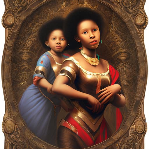 mdjrny-v4 style a black woman carrying twins