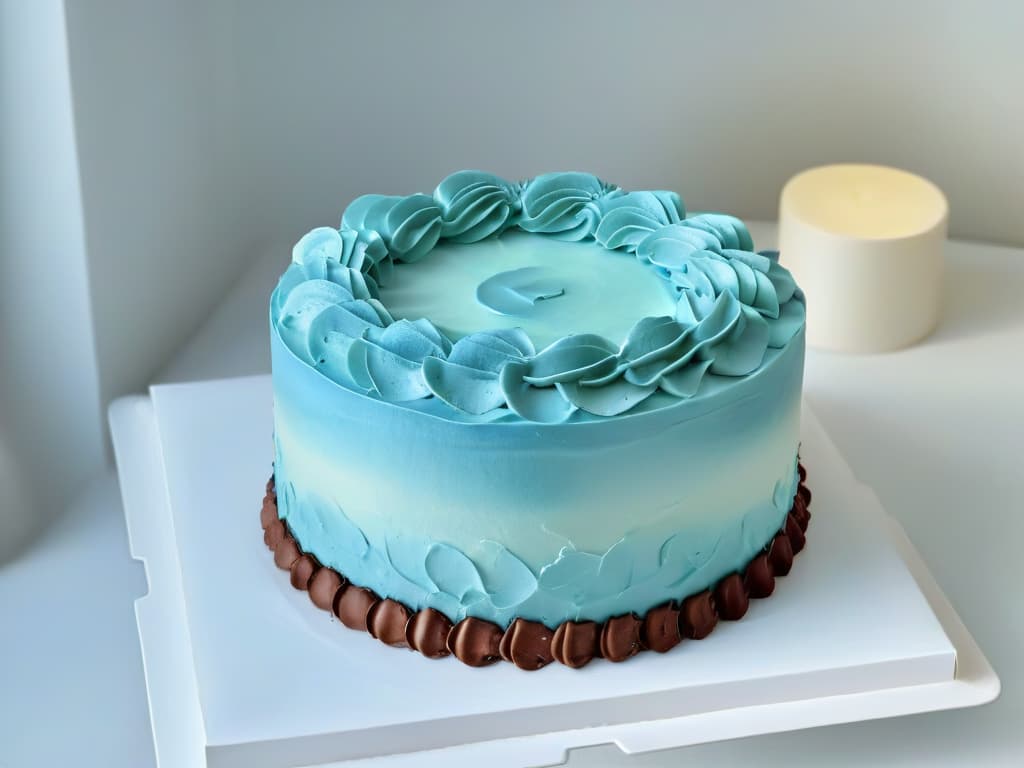  A closeup, ultra highresolution image showcasing a perfectly glazed and decorated cake, with intricate piping details and vibrant colors, placed on a sleek, modern cake stand against a clean, white background. The focus is on the texture and craftsmanship of the cake, highlighting the professional quality and attention to detail in pastry creation. hyperrealistic, full body, detailed clothing, highly detailed, cinematic lighting, stunningly beautiful, intricate, sharp focus, f/1. 8, 85mm, (centered image composition), (professionally color graded), ((bright soft diffused light)), volumetric fog, trending on instagram, trending on tumblr, HDR 4K, 8K