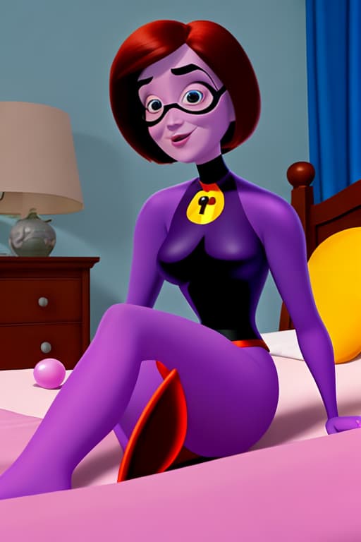  Animated Character violet parrot 
from the movies The Incredibles naked lying on a bed
