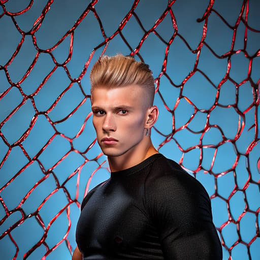 portrait+ style Russian queer fitness model blonde hunk dude face