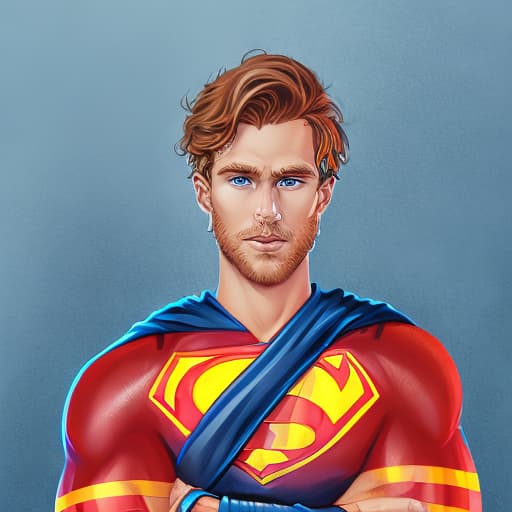 portrait+ style dc superhero queer blonde hunk dude face