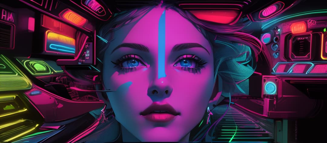  madonna,neon effects, (masterpiece, best quality, ultra-detailed), high contrast, highres, 4K, 8K