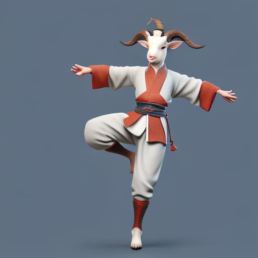  Kung fu goat standing on two legs.