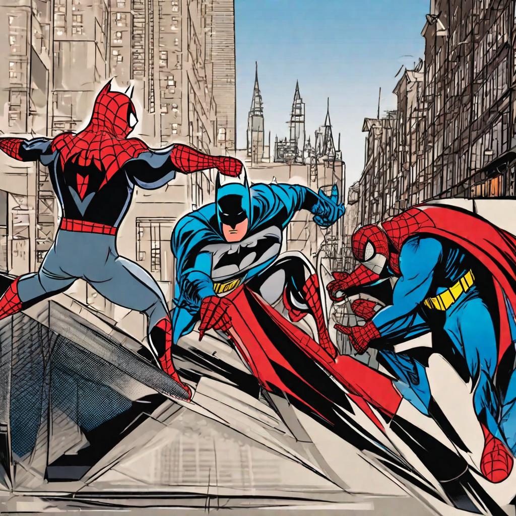  masterpiece, best quality,Generate a picture of Batman vs Spider-Man