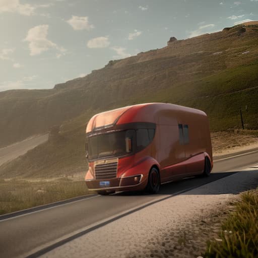 redshift style créame una carretera con un camión de transportes de personal que rodea a todo el planeta tierra