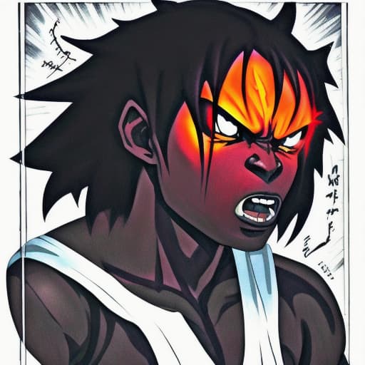  A demon looking black angry anime character in space