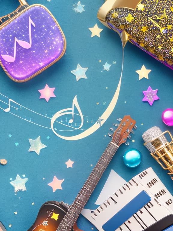  Cute musical notes and sparkling stars and gems wallpaper