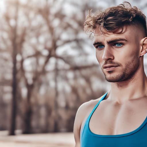 portrait+ style russian queer fitness instructor blonde very cute dude face