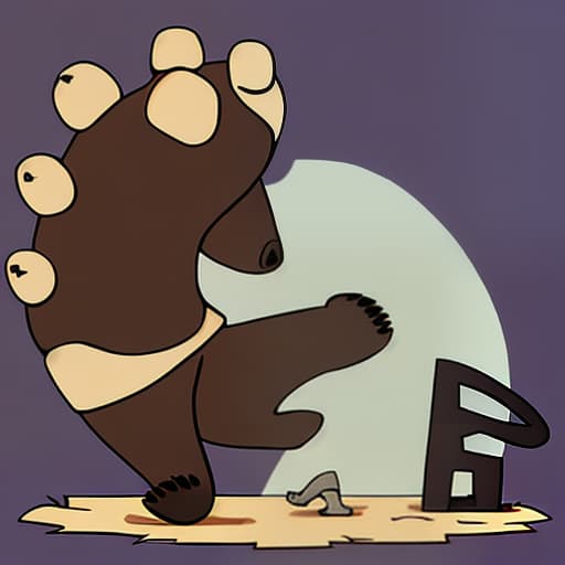  cartoon minimalist bear paw stepping on a bear trap