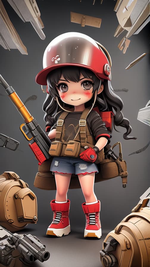  Savage full equipment chibi character style machine gun fighting girl