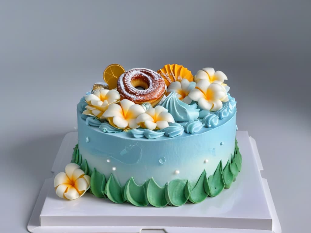  A closeup, highresolution image of a beautifully decorated cake with intricate piping details showcasing various trends in pandemicinspired pastry decorations. The cake should have a sleek and modern design, featuring a color palette reflecting the current trends in pandemicinfluenced baking, such as soothing pastel hues with a pop of vibrant color. The image should exude elegance and sophistication, highlighting the artistry and creativity that have emerged in the realm of pastrymaking during the COVID19 pandemic. hyperrealistic, full body, detailed clothing, highly detailed, cinematic lighting, stunningly beautiful, intricate, sharp focus, f/1. 8, 85mm, (centered image composition), (professionally color graded), ((bright soft diffused light)), volumetric fog, trending on instagram, trending on tumblr, HDR 4K, 8K