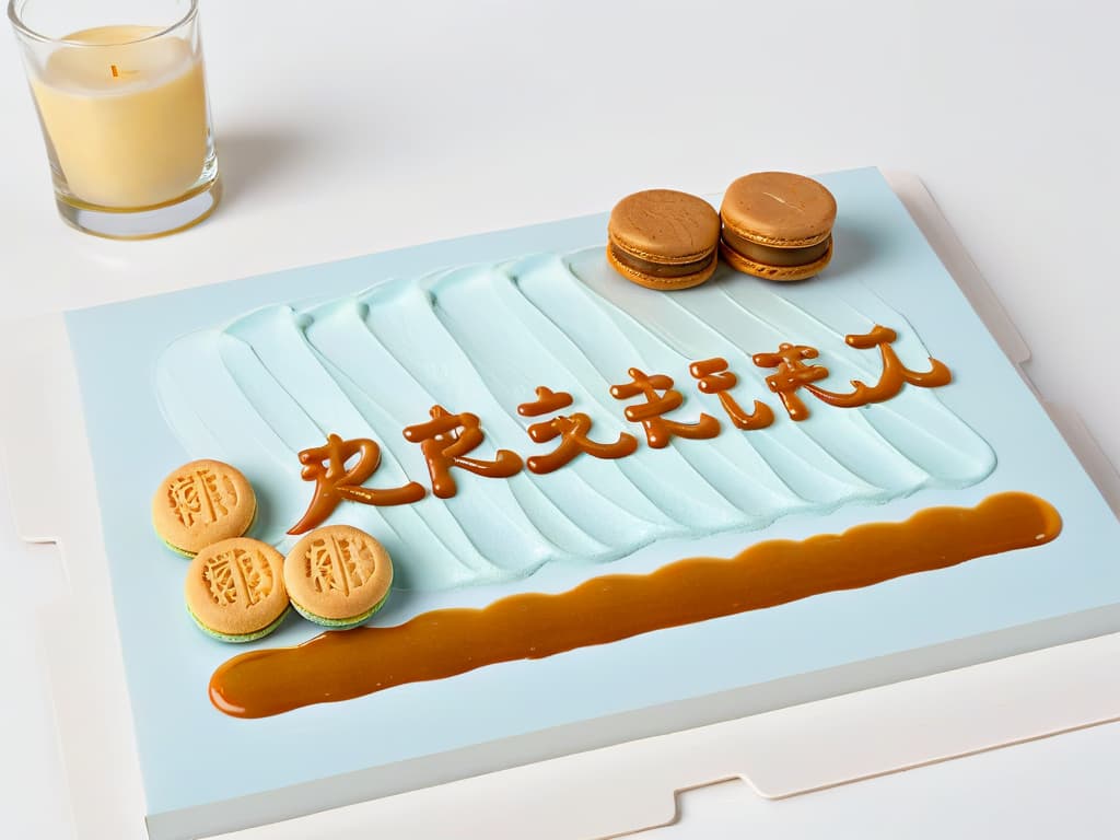  An ultradetailed, minimalist illustration of an intricately designed Egyptian hieroglyphic symbol representing sweetness and indulgence, subtly blending with modern dessert elements like a delicate macaron and a drizzle of caramel, all set against a clean, white background to symbolize the seamless historical influence on contemporary dessert art. hyperrealistic, full body, detailed clothing, highly detailed, cinematic lighting, stunningly beautiful, intricate, sharp focus, f/1. 8, 85mm, (centered image composition), (professionally color graded), ((bright soft diffused light)), volumetric fog, trending on instagram, trending on tumblr, HDR 4K, 8K