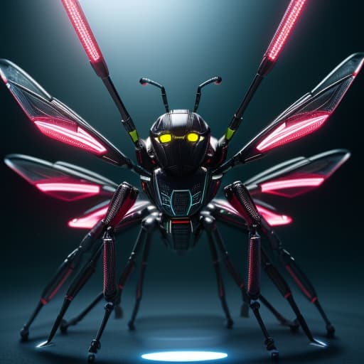  A Spider and Wasp ::5 hyper-realistic robot insects fight in a futuristic game pit, the battle is a re-interpretation of the classic natural battle between the Wasp and the Spider represented by cyber-insects ::4 bio-mechanic, precision-engineered metallic legs, detailed iridescent cyber-wings, intricate mechanics, metallic, translucent, dramatic lighting, hyper futuristic, digital art --s 50 --c 20 --q 2 --ar 2:3 --v 4, intricate details, photorealistic,hyperrealistic, high quality, highly detailed, cinematic lighting, intricate, sharp focus, f/1. 8, 85mm, (centered image composition), (professionally color graded), ((bright soft diffused light)), volumetric fog, trending on instagram, HDR 4K, 8K