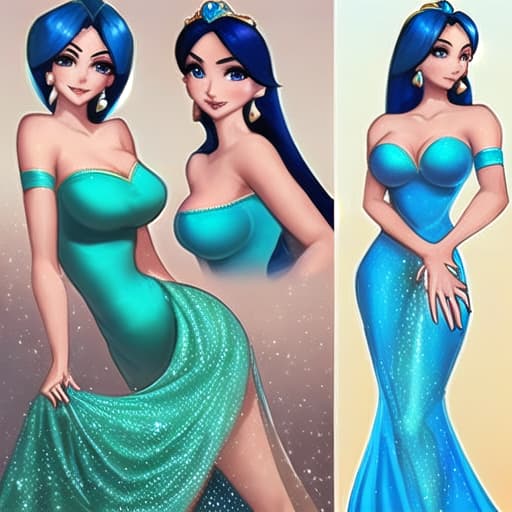  princess jasmine wearing tight blue dress