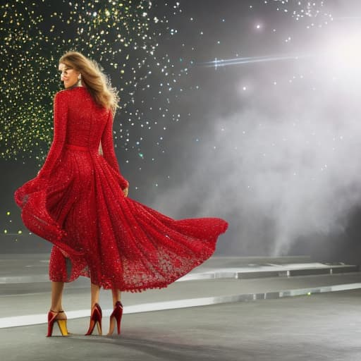 portrait+ style Elegant and artistic red dress hyperrealistic, full body, detailed clothing, highly detailed, cinematic lighting, stunningly beautiful, intricate, sharp focus, f/1. 8, 85mm, (centered image composition), (professionally color graded), ((bright soft diffused light)), volumetric fog, trending on instagram, trending on tumblr, HDR 4K, 8K