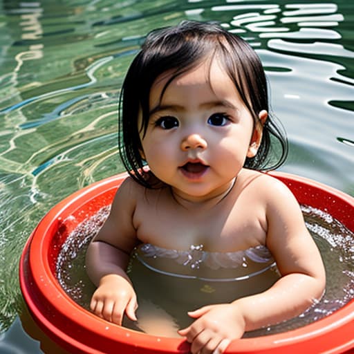  Baby girl in water