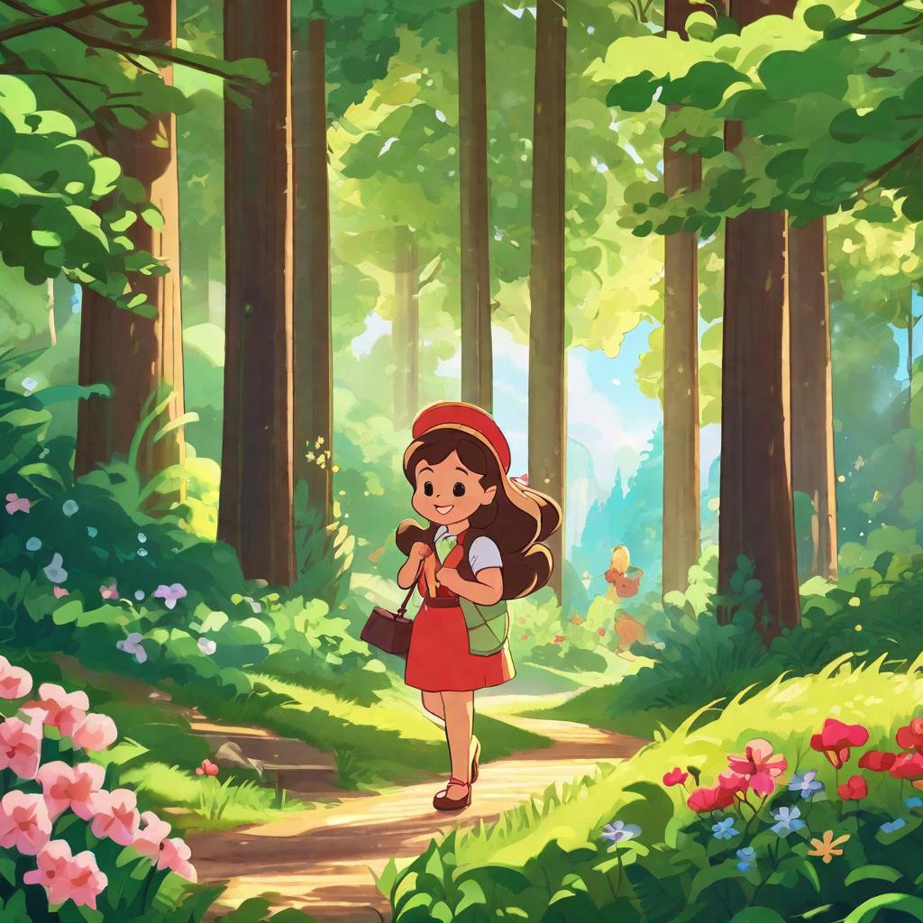  Prompt: Create an endearing, -friendly single image. The setting is a vint and lively forest filled with colorful flowers and towering trees with lush green canopies. Sunlight filters through the leaves, casting a soothing glow over the scene. In the center of the image is our main character, Lisa, a young with rosy cheeks, sparkling eyes and a bright red ribbon in her wavy brown hair. She is a flat rock nearby a babbling brook, her feet dipping into the clear water. The expression on her face is serene and peaceful, a stark contrast to the emotional struggle she has been going through. Her eyes are closed and silent tears are streaming down her cheeks, reflecting a sense of relief and release. Near her, a small g hyperrealistic, full body, detailed clothing, highly detailed, cinematic lighting, stunningly beautiful, intricate, sharp focus, f/1. 8, 85mm, (centered image composition), (professionally color graded), ((bright soft diffused light)), volumetric fog, trending on instagram, trending on tumblr, HDR 4K, 8K