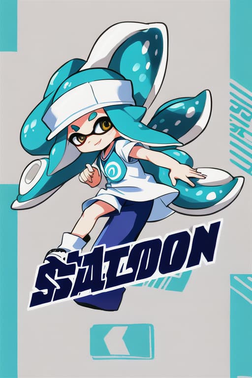 Splatoon, squid girl, white clothes, front, cute