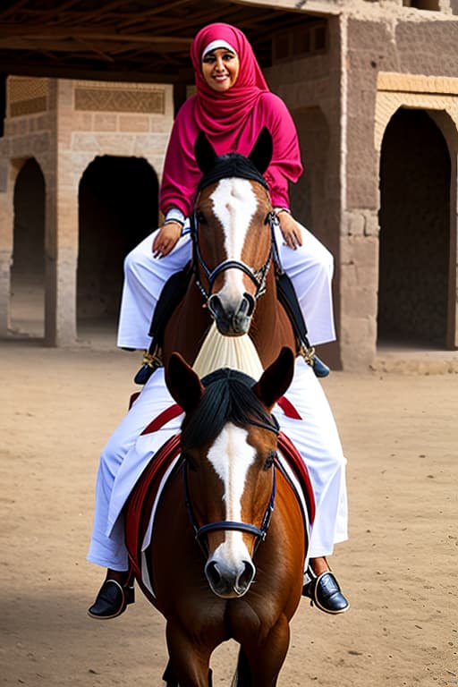  Middle eastern female riding horse