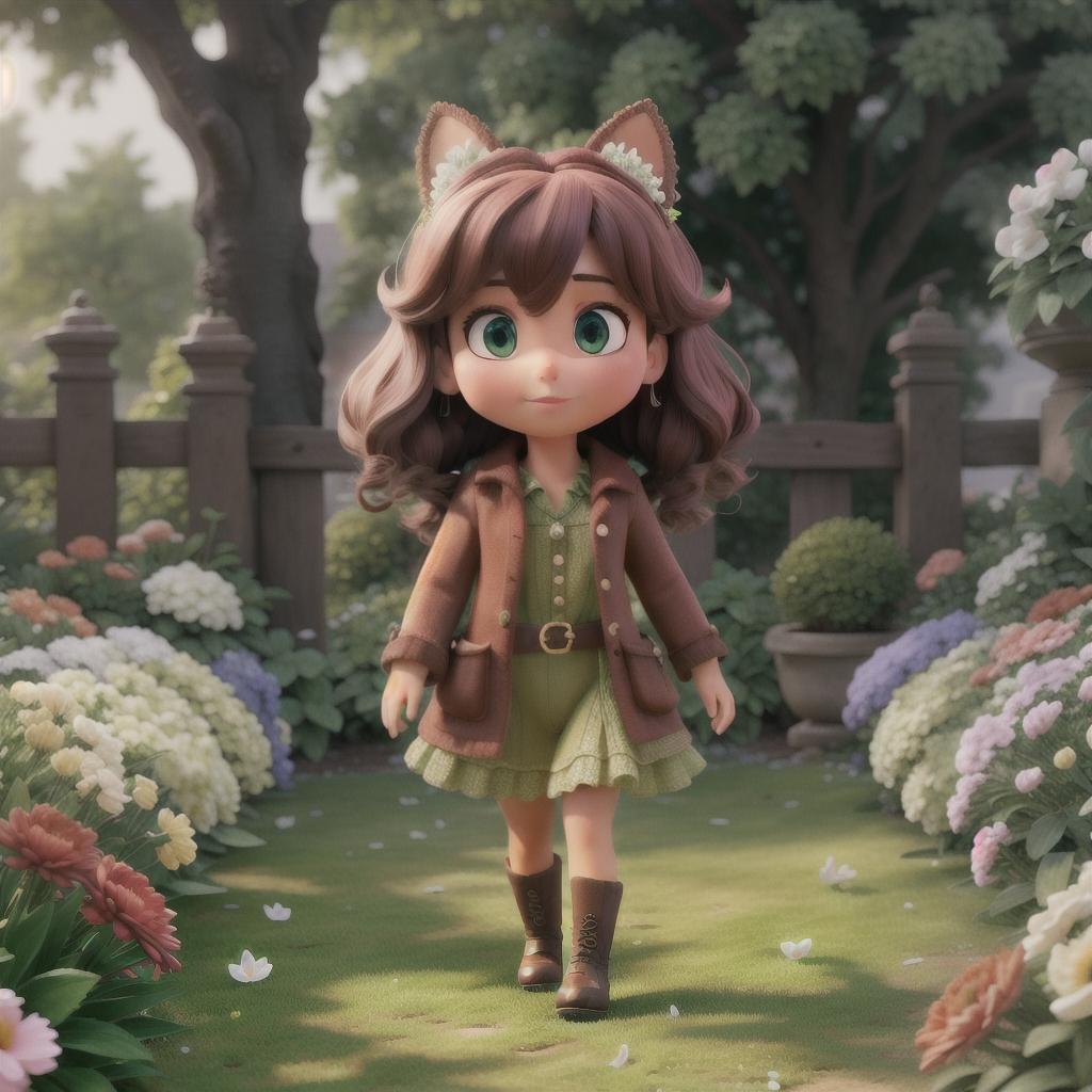  Garden hyperrealistic, full body, detailed clothing, highly detailed, cinematic lighting, stunningly beautiful, intricate, sharp focus, f/1. 8, 85mm, (centered image composition), (professionally color graded), ((bright soft diffused light)), volumetric fog, trending on instagram, trending on tumblr, HDR 4K, 8K