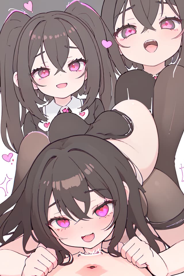  She is a with small s with black hair and straddles a man. Then, the male s are inserted into the female s, the double piece of Ahegao, the vulgar expression, the smile, and the female s are inserted in the female ia, the white skin, the front, both legs, and the ual solution are on the body. Attached, Ahegao, cute , , heart shaped highlights, estrus