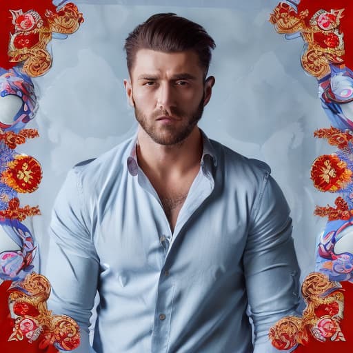 portrait+ style Russian queer soap actor brunette hunk dude face