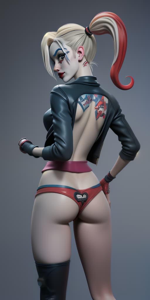  Harley Quinn-takes off his pants, no panties, back