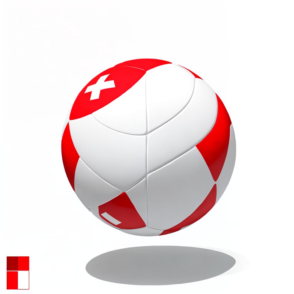  Swiss flag pattern with football elements, such as a soccer ball and players in Switzerland national team jerseys, arranged in a modern and dynamic composition, vector art style, on a white background for European football league branding., best quality, masterpiece