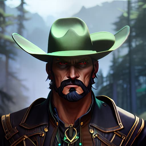 arcane style A cowboy wearing green clothes and a bandana mask on his face hyperrealistic, full body, detailed clothing, highly detailed, cinematic lighting, stunningly beautiful, intricate, sharp focus, f/1. 8, 85mm, (centered image composition), (professionally color graded), ((bright soft diffused light)), volumetric fog, trending on instagram, trending on tumblr, HDR 4K, 8K