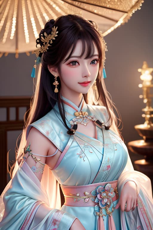  best quality, masterpiece, highres, 1girl,blush,(seductive smile:0.8),star shaped pupils,china hanfu,hair ornament,necklace, jewelry,Beautiful face,upon body, tyndall effect,photorealistic, dark studio, rim lighting, two tone lighting,(high detailed skin:1.2), 8k uhd, dslr, soft lighting, high quality, volumetric lighting, candid, Photograph, high resolution, 4k, 8k, Bokeh hyperrealistic, full body, detailed clothing, highly detailed, cinematic lighting, stunningly beautiful, intricate, sharp focus, f/1. 8, 85mm, (centered image composition), (professionally color graded), ((bright soft diffused light)), volumetric fog, trending on instagram, trending on tumblr, HDR 4K, 8K