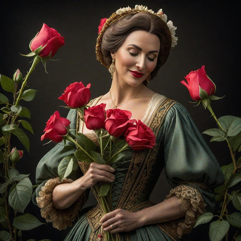  gather ye rosebuds while ye may, old time is still a flying: and this same flower that smiles to day to morrow will be dying." hyperrealistic, full body, detailed clothing, highly detailed, cinematic lighting, stunningly beautiful, intricate, sharp focus, f/1. 8, 85mm, (centered image composition), (professionally color graded), ((bright soft diffused light)), volumetric fog, trending on instagram, trending on tumblr, HDR 4K, 8K