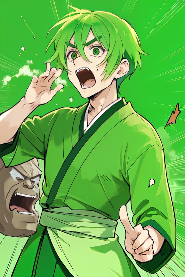  Green hair handsome, Takebayashi tei, shouting