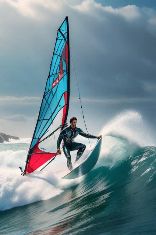  Paul Atreides as a wind surfer. hyperrealistic, full body, detailed clothing, highly detailed, cinematic lighting, stunningly beautiful, intricate, sharp focus, f/1. 8, 85mm, (centered image composition), (professionally color graded), ((bright soft diffused light)), volumetric fog, trending on instagram, trending on tumblr, HDR 4K, 8K