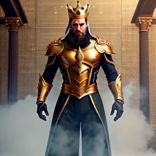  powerful king hyperrealistic, full body, detailed clothing, highly detailed, cinematic lighting, stunningly beautiful, intricate, sharp focus, f/1. 8, 85mm, (centered image composition), (professionally color graded), ((bright soft diffused light)), volumetric fog, trending on instagram, trending on tumblr, HDR 4K, 8K