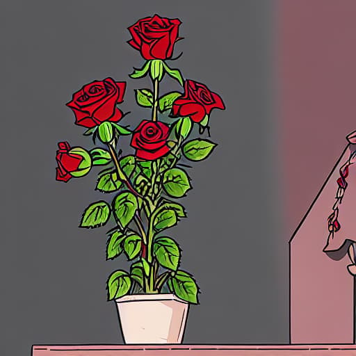  pistolero e una torre nera altissima in mezzo ad un campo di rose rosse
