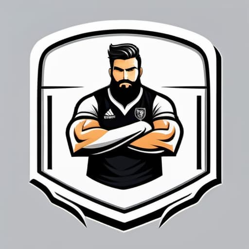  (((emblem logo))), ((minimal logo design)),(white background), (digital printing), men's esports team logo, biceps, beard, minimalism, no background, flat design . simple, clean, uncluttered, modern, elegant, high quality, high detail, high quality illustration hyperrealistic, full body, detailed clothing, highly detailed, cinematic lighting, stunningly beautiful, intricate, sharp focus, f/1. 8, 85mm, (centered image composition), (professionally color graded), ((bright soft diffused light)), volumetric fog, trending on instagram, trending on tumblr, HDR 4K, 8K