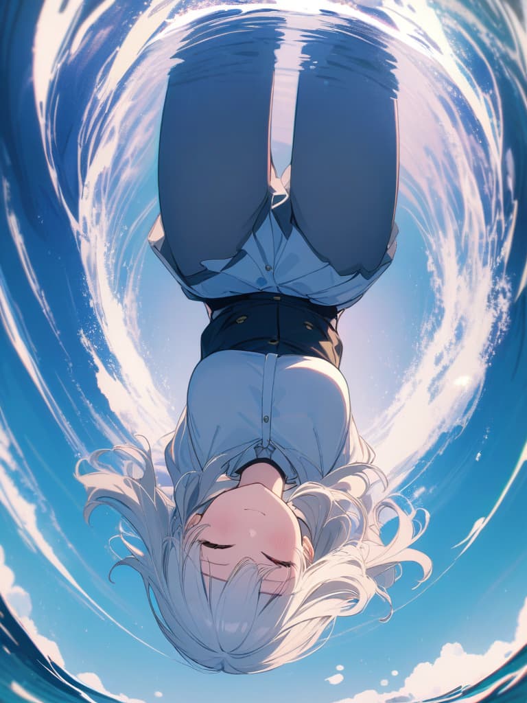  ultra detailed:1.2masterpiece:1.2,best quality,masterpiece,bestquality,hdr:1.1,8k:1.1,very cute girl:1.3,closed eyes:1.1,(fullbody:1.2)(falling sea:1.3),(splash:1.3),(flip upside down:1.7),school uniform:1.4,from front:1.4,open dot mouth,sleep eyes :,closed legs:1.41.3,, masterpiece, best quality,8k,ultra detailed,high resolution,an extremely delicate and beautiful,hyper detail