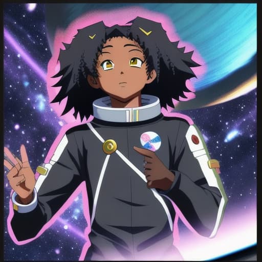  Black anime character in space