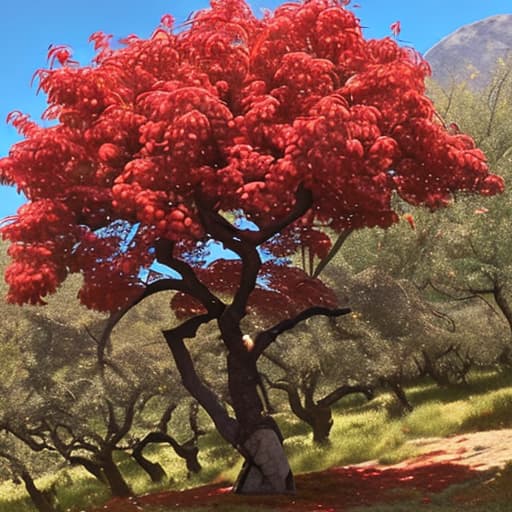  estandarte con árbol de manzanas rojas en telas de terciopelo verde y todos los ribetes en color de hilo dorado