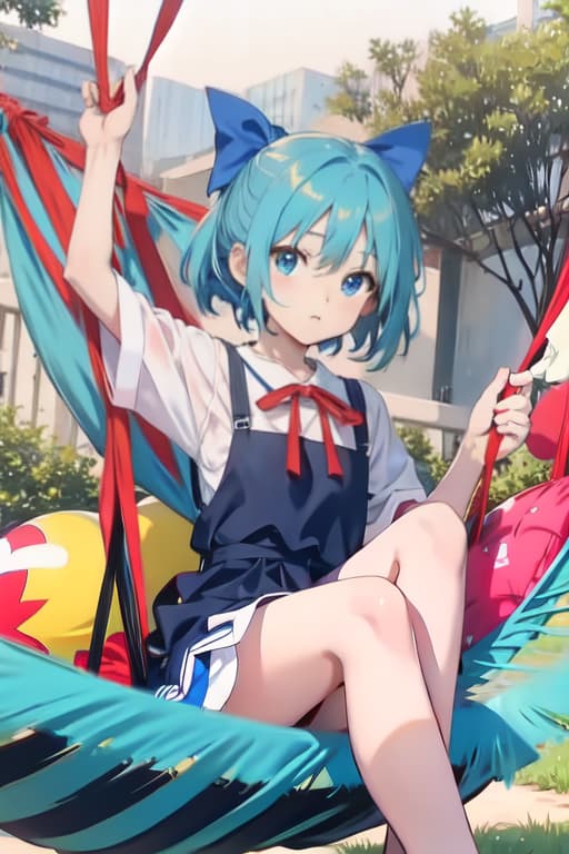  Cirno on a hammock, old manga style