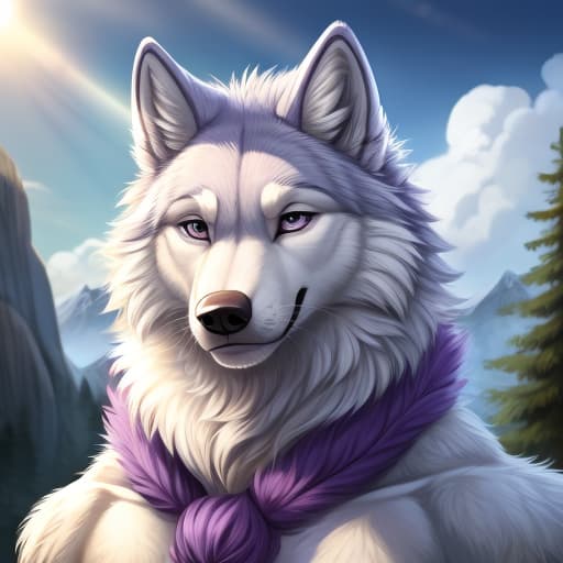  Male anthropomorphic wolf, purple and white fur, with a Gigantic cock, open eyes, digital art, masterpiece, 4k, fine details,